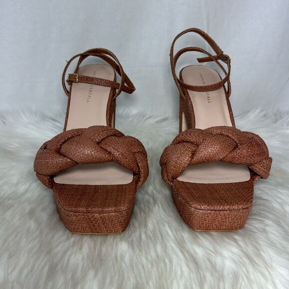 Loeffler Randall Fae Braided Raffia Platform Ankle Strap Sandals Sz 11 - Picture 3 of 7